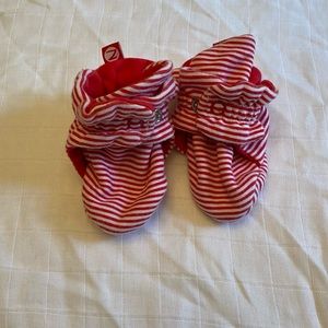 Cotton Red and White Stripes Zutano Booties